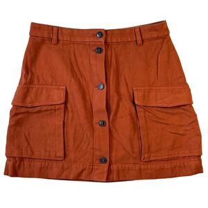 Madewell Curvy Drapey Moleskin Cargo Mini Skirt Rust Orange Women’s 8